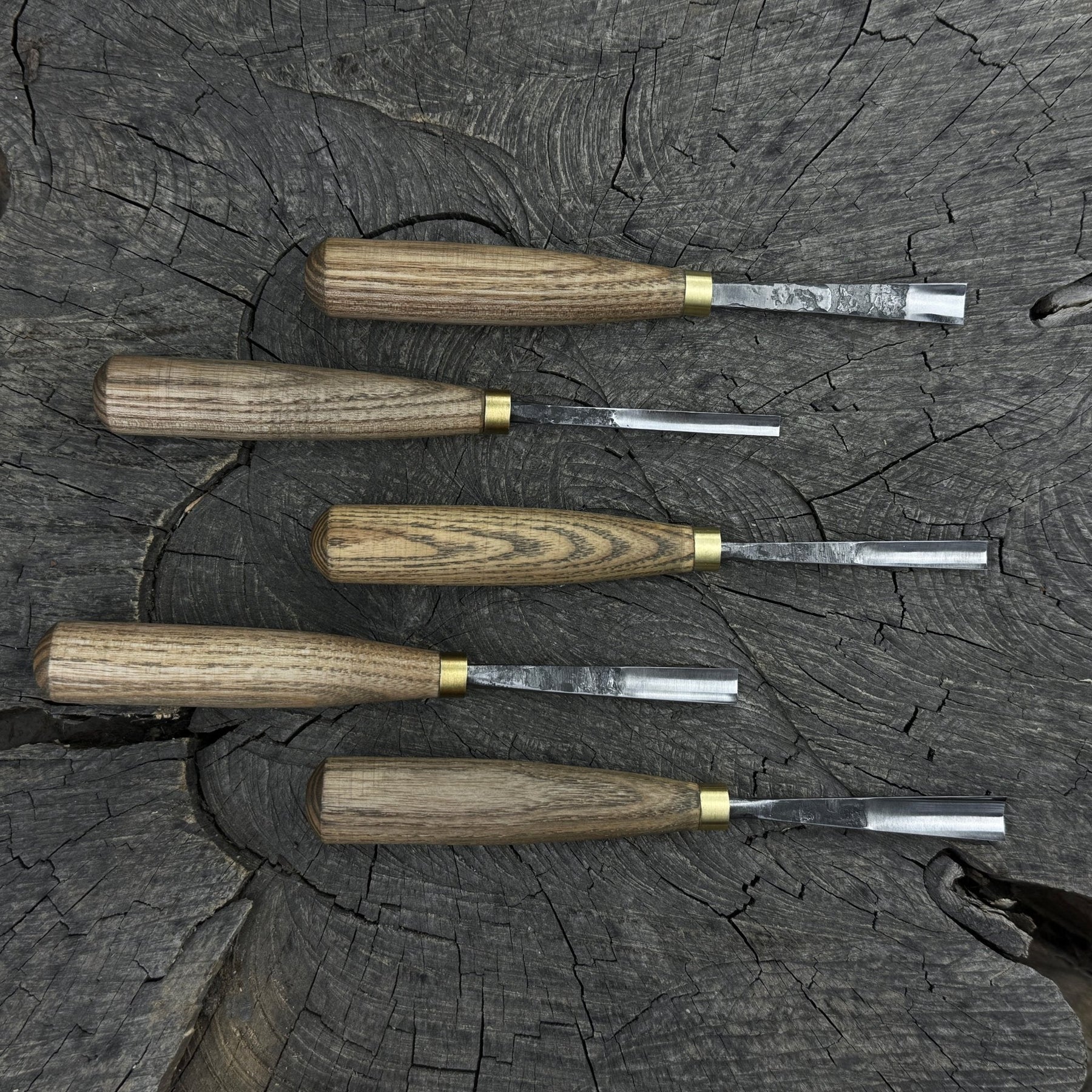 5-Piece Wood Carving Chisel & Gouge Set detail view by Sharky Forged Steel Tools