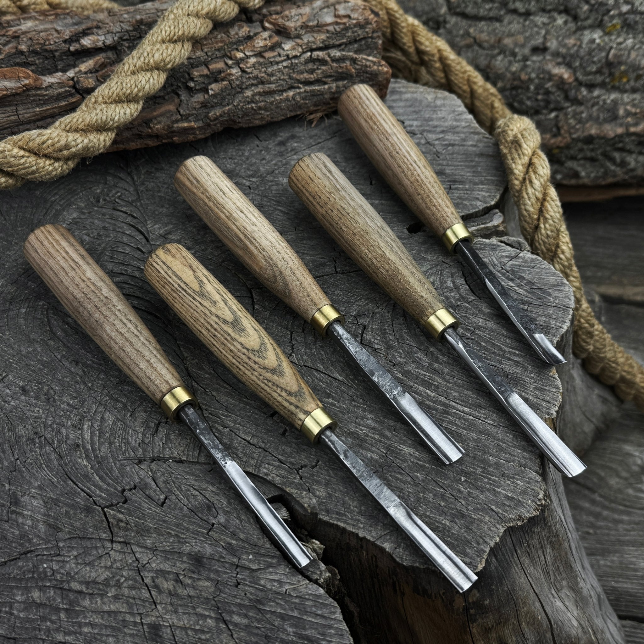 5-Piece Wood Carving Chisel & Gouge Set by Sharky Forged Steel Tools