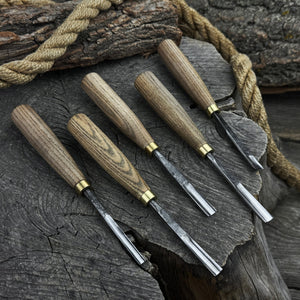 5-Piece Wood Carving Chisel & Gouge Set by Sharky Forged Steel Tools