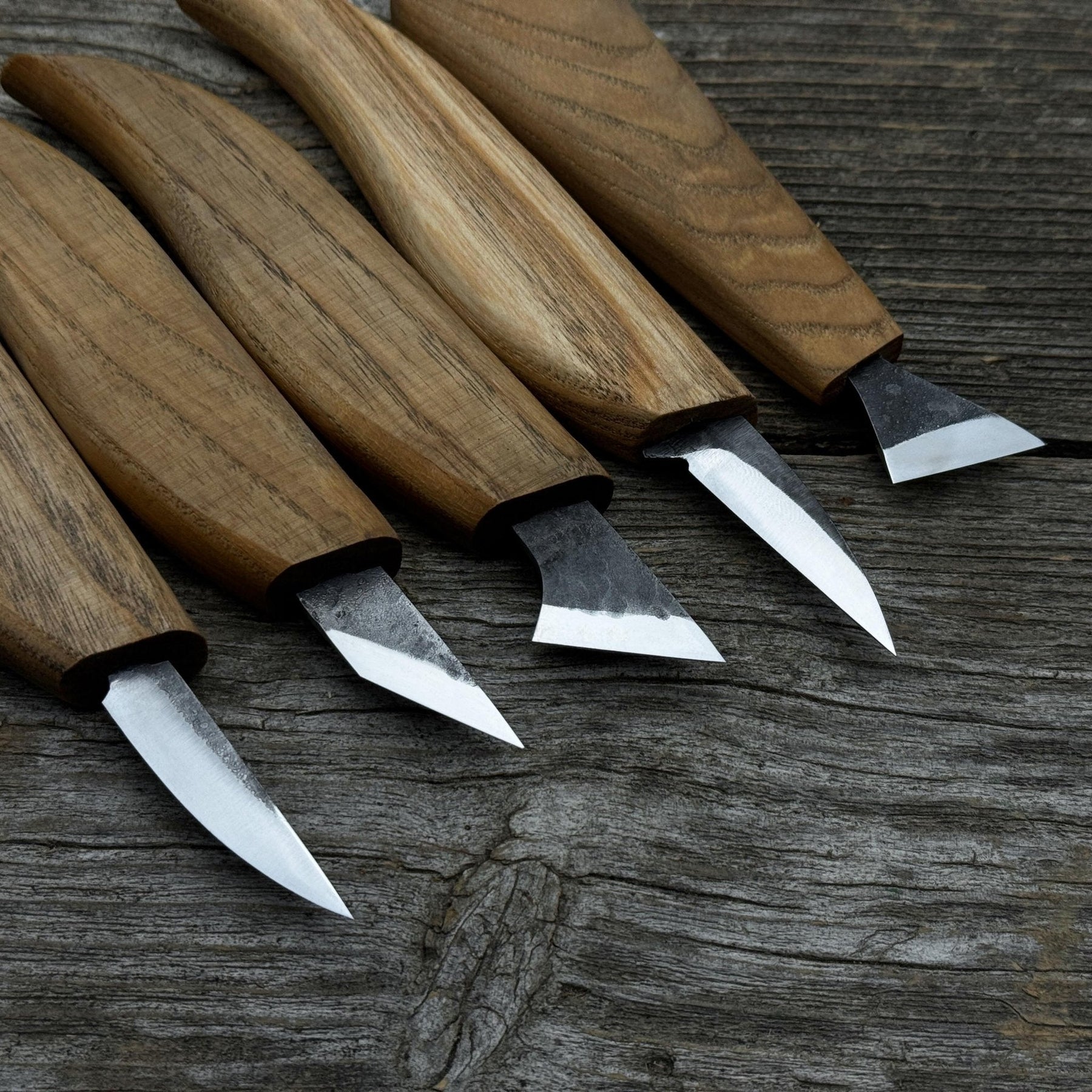 5-Piece Wood Carving Knife Set with Sharpening Board & Leather Case detail view by Sharky Forged Steel Tools