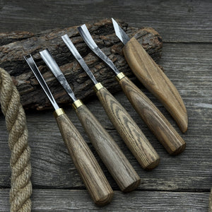 5-Piece Wood Carving Set – Whittling Knife & Gouges by Sharky Forged Steel Tools