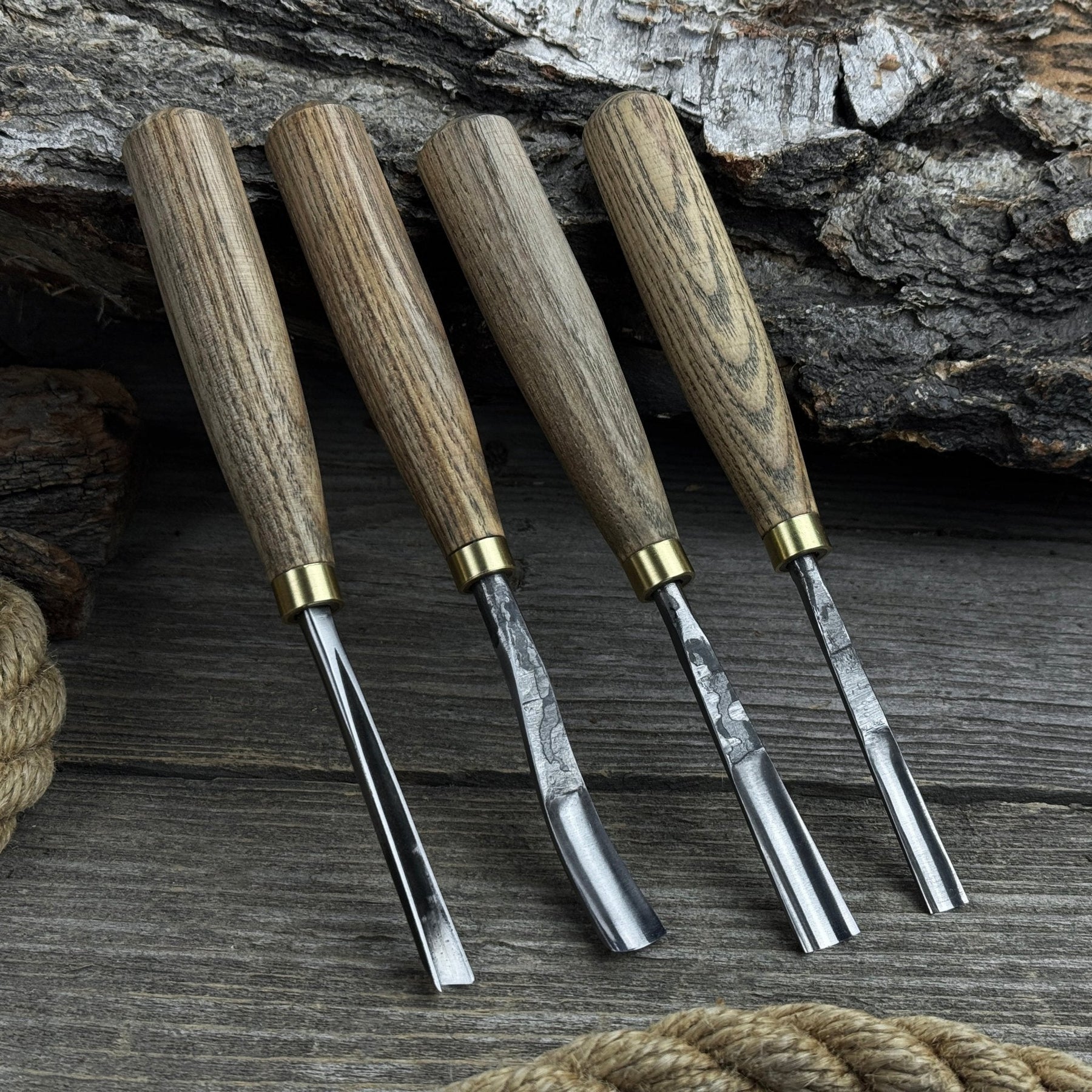 5-Piece Wood Carving Set – Whittling Knife & Gouges detail view by Sharky Forged Steel Tools