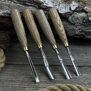 5-Piece Wood Carving Set – Whittling Knife & Gouges detail view by Sharky Forged Steel Tools
