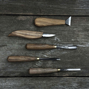 5-Piece Wood Carving Tool Set – Carving Knives, Chisels & Gouges detail view by Sharky Forged Steel Tools