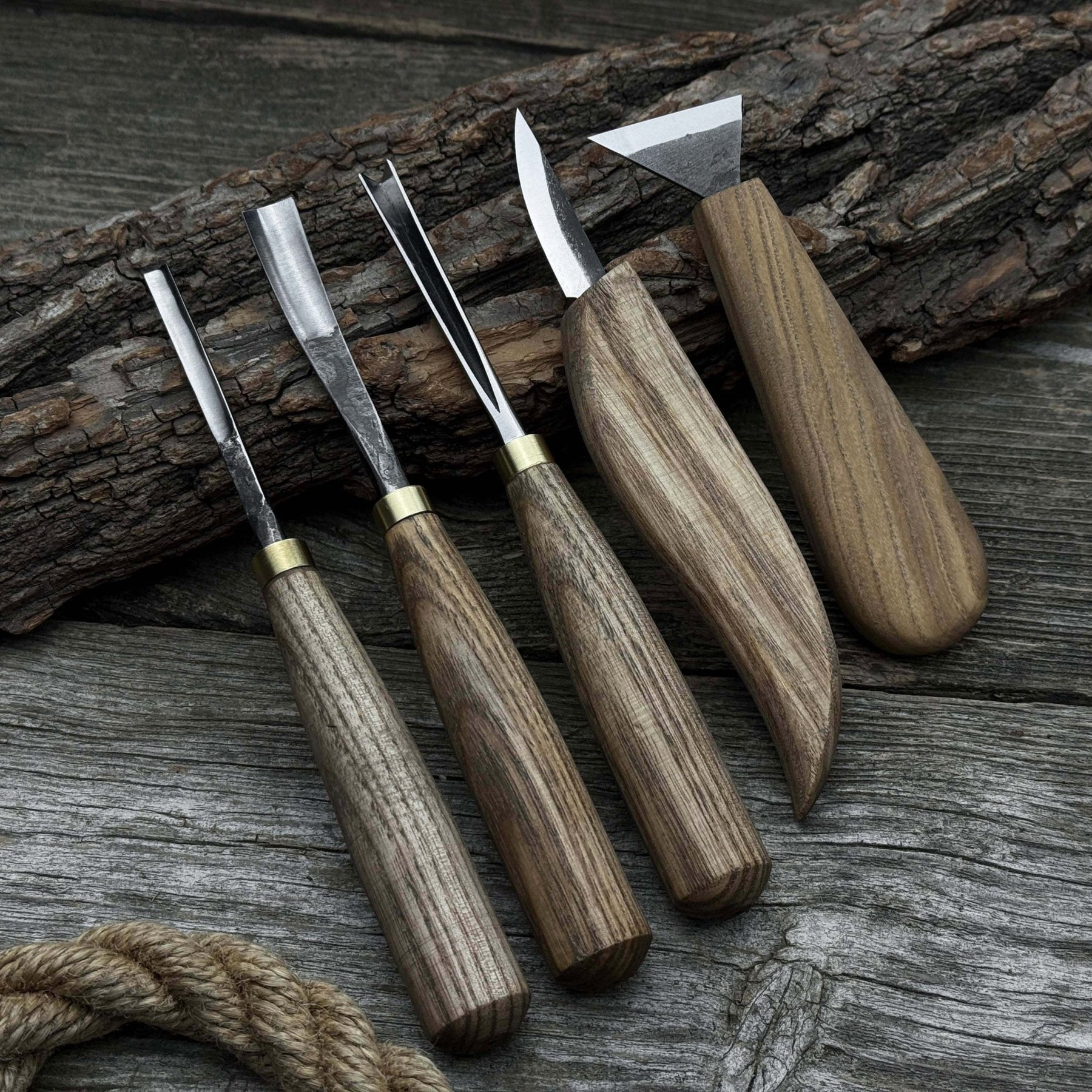 5-Piece Wood Carving Tool Set – Carving Knives, Chisels & Gouges by Sharky Forged Steel Tools