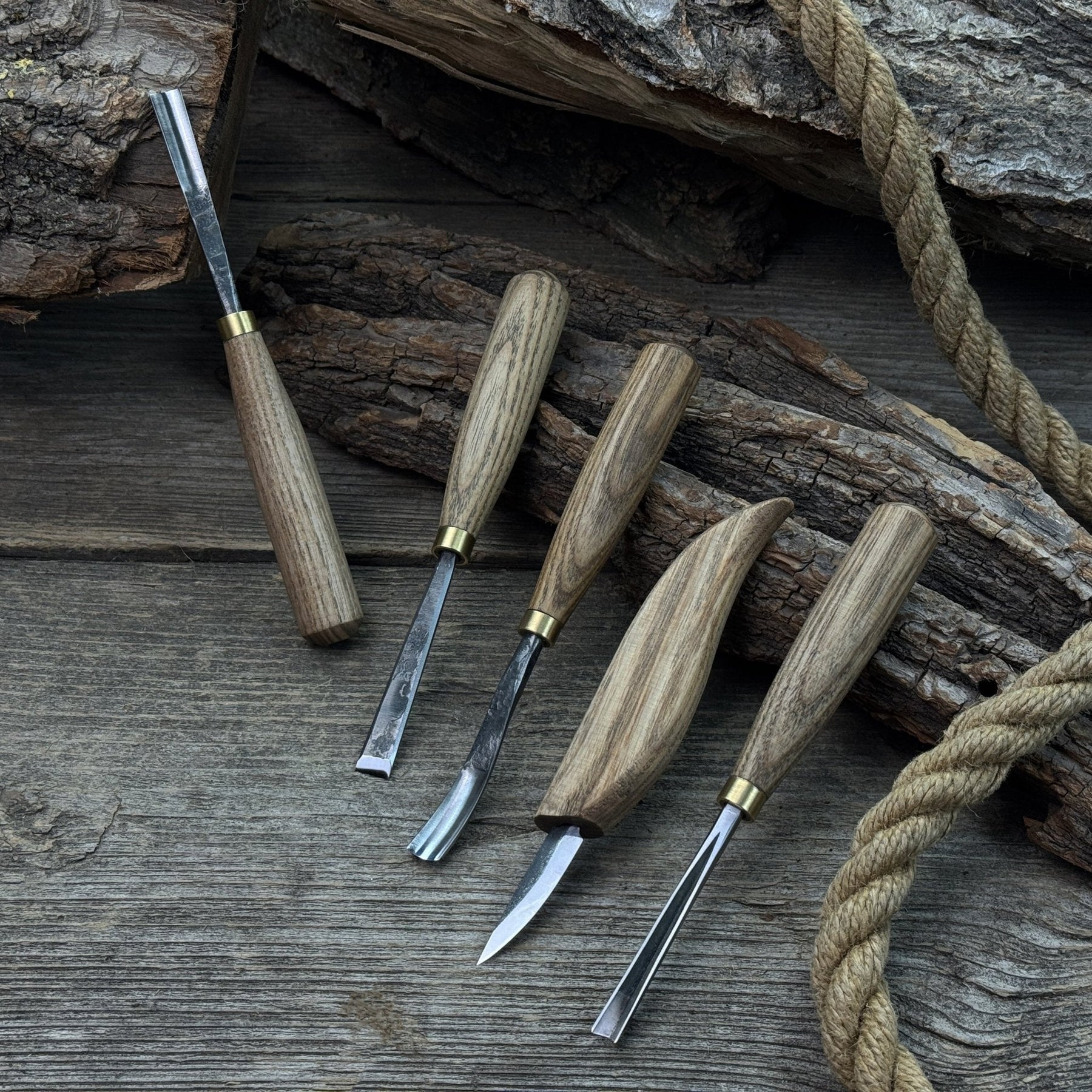 5-Piece Wood Carving Tool Set – For Fine Detail & Relief detail view by Sharky Forged Steel Tools