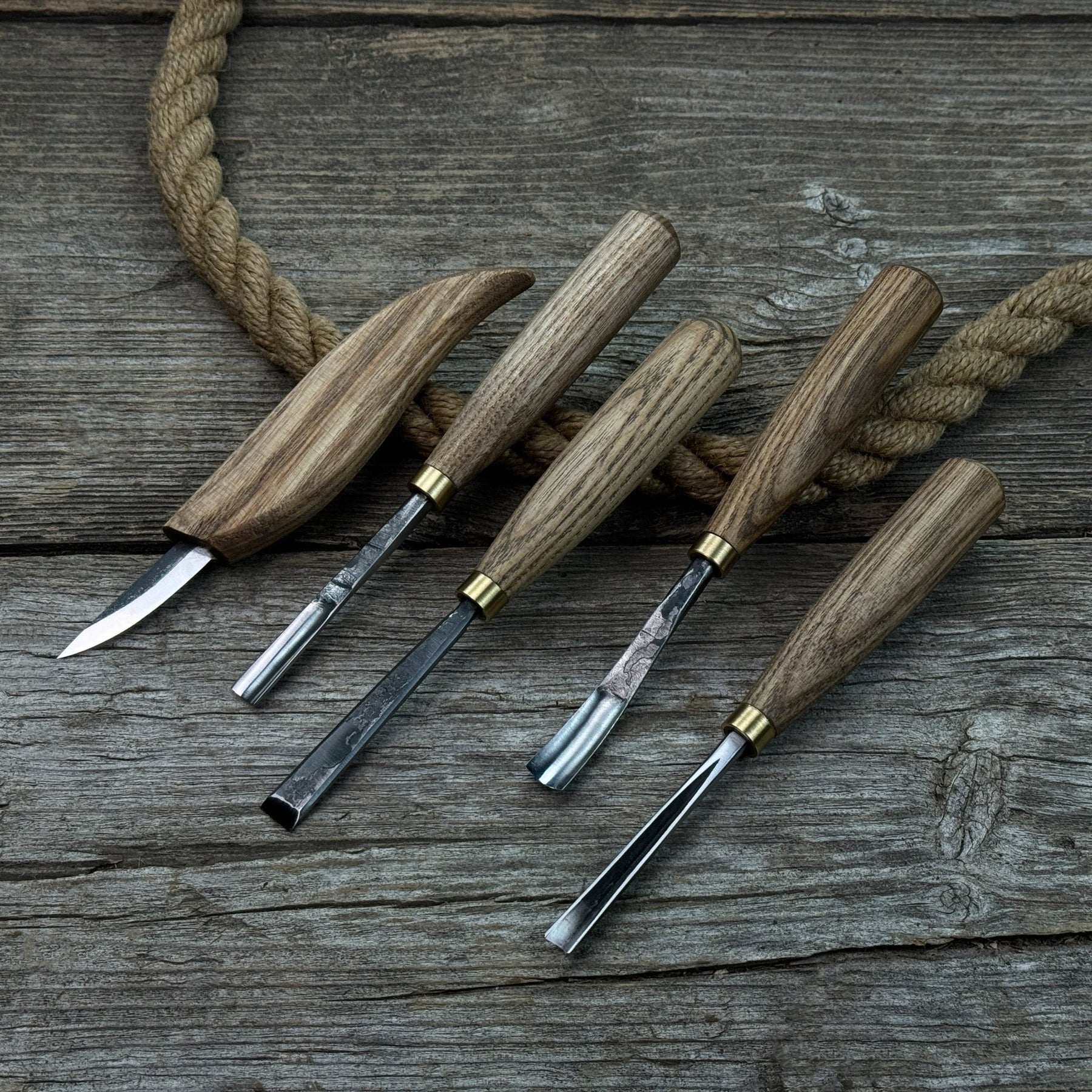 5-Piece Wood Carving Tool Set – For Fine Detail & Relief detail view by Sharky Forged Steel Tools