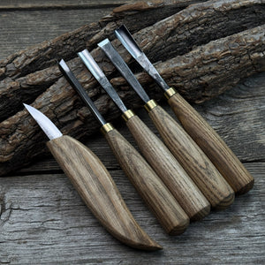 5-Piece Wood Carving Tool Set – For Fine Detail & Relief detail view by Sharky Forged Steel Tools