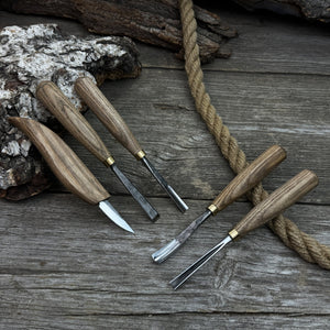 5-Piece Wood Carving Tool Set – For Fine Detail & Relief detail view by Sharky Forged Steel Tools