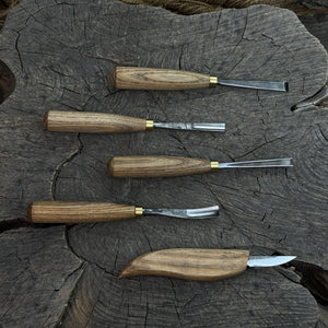 5-Piece Wood Carving Tool Set – For Fine Detail & Relief detail view by Sharky Forged Steel Tools