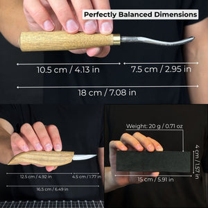 5-Piece Wood Carving Tool Set with Sharpening Board & Leather Case detail view by Sharky Forged Steel Tools