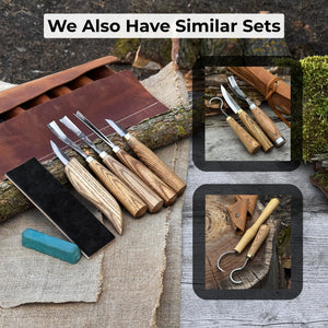 5-Piece Wood Carving Tool Set with Sharpening Board & Leather Case detail view by Sharky Forged Steel Tools