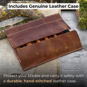 5-Piece Wood Carving Tool Set with Sharpening Board & Leather Case detail view by Sharky Forged Steel Tools