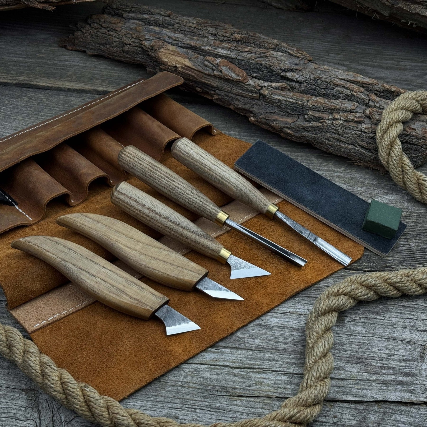5-Piece Wood Carving Tool Set with Sharpening Board by Sharky Forged Steel Tools