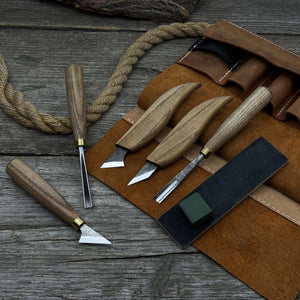 5-Piece Wood Carving Tool Set with Sharpening Board detail view by Sharky Forged Steel Tools