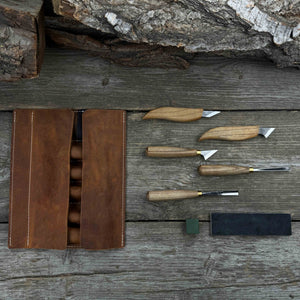 5-Piece Wood Carving Tool Set with Sharpening Board detail view by Sharky Forged Steel Tools