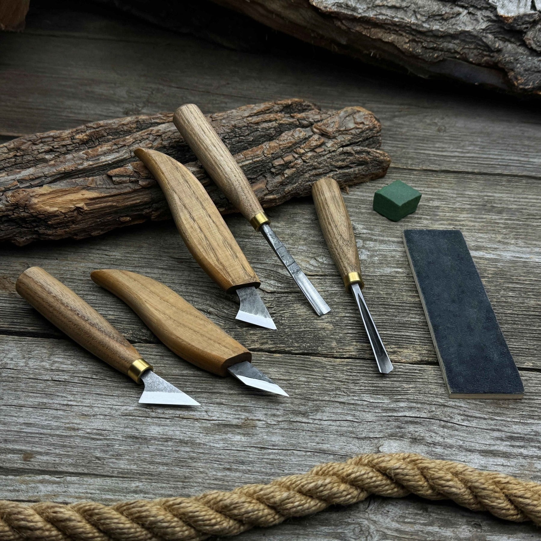 5-Piece Wood Carving Tool Set with Sharpening Board detail view by Sharky Forged Steel Tools