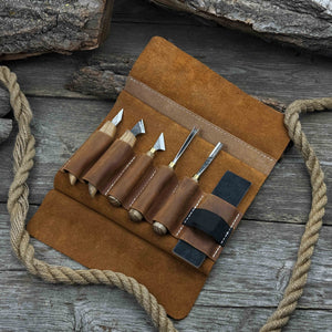 5-Piece Wood Carving Tool Set with Sharpening Board detail view by Sharky Forged Steel Tools