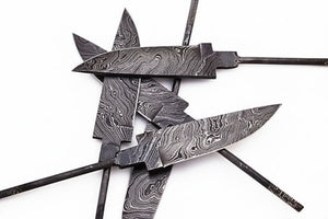 5-Piece Hand Forged Damascus Hunting Knife Blanks Set by JW SteelCrafts, Damascus knife main product photo