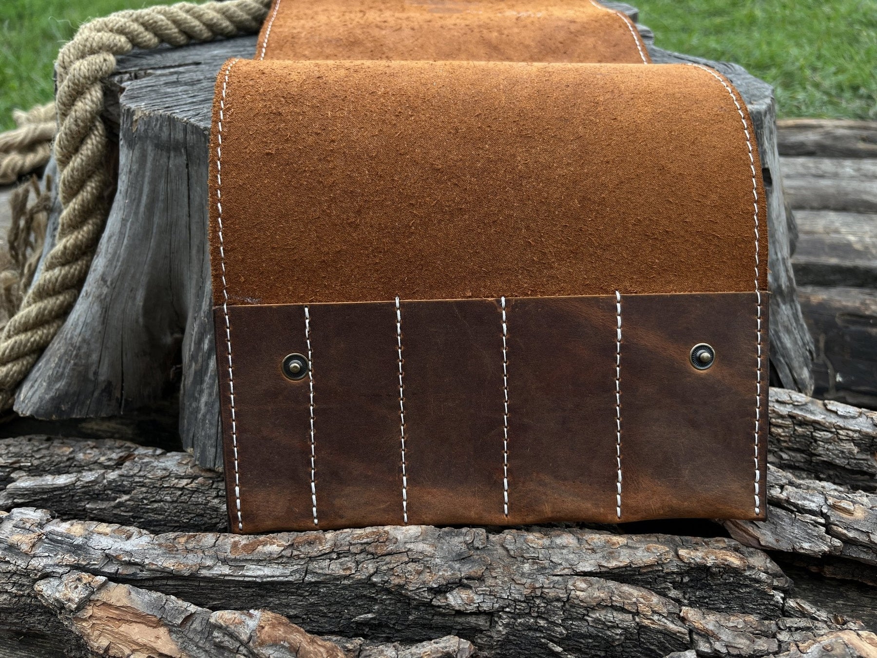 5 Pocket Leather Tool Case detail view by Sharky Forged Steel Tools