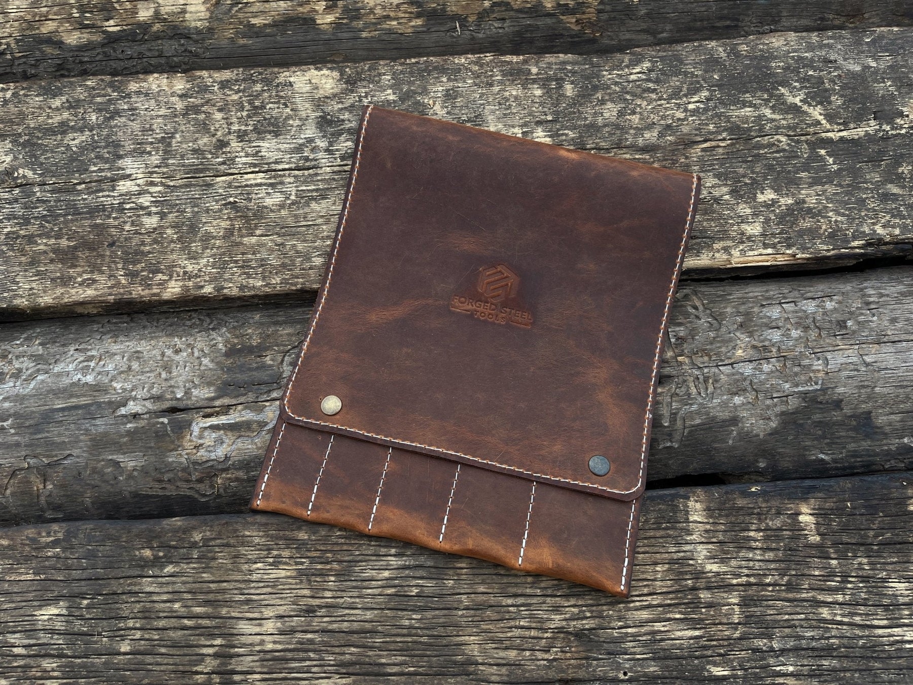 5 Pocket Leather Tool Case detail view by Sharky Forged Steel Tools