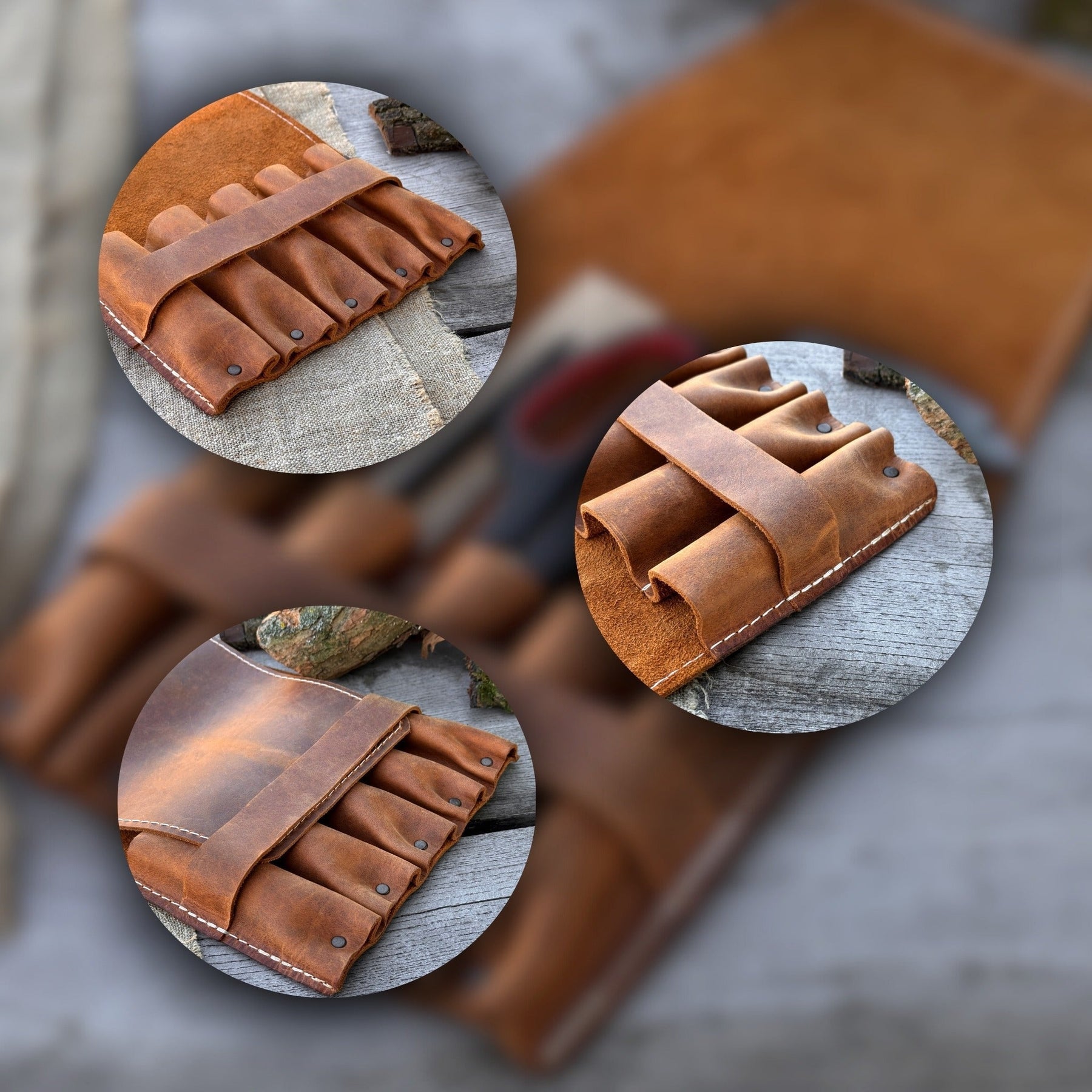 5-Pocket Leather Tool Case detail view by Sharky Forged Steel Tools