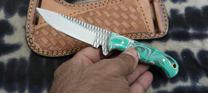 Mint Green Swirl Resin Rasp Cowboy Knife product detail, view 3