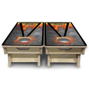 Fire Smoke Triangle - Mini Cornhole Board Set (12" x 24") with 8 Mini Bags by Cornhole Solutions, custom cornhole board detail photo 4