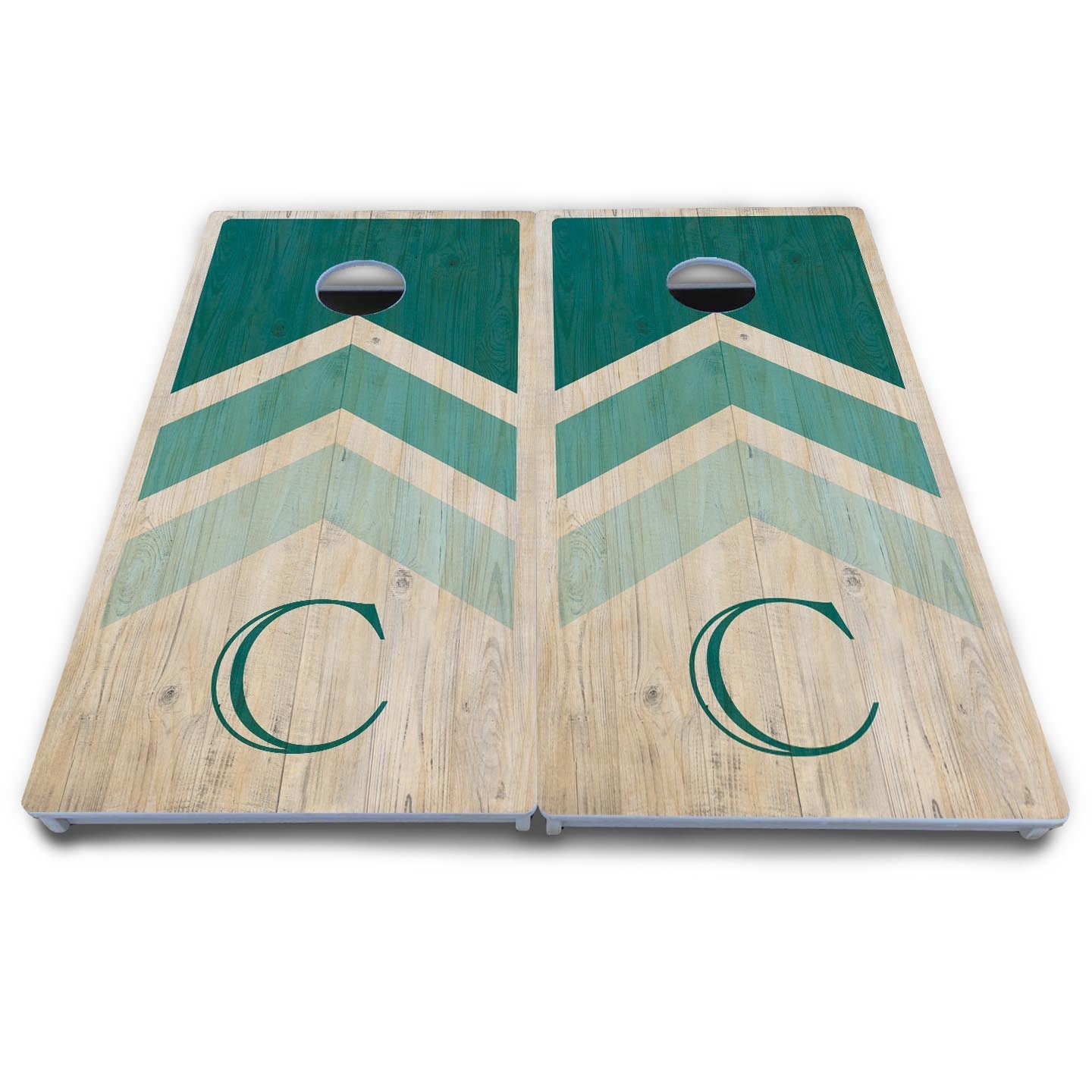Teal Wedding Arrows Cornhole Boards - All Weather Series