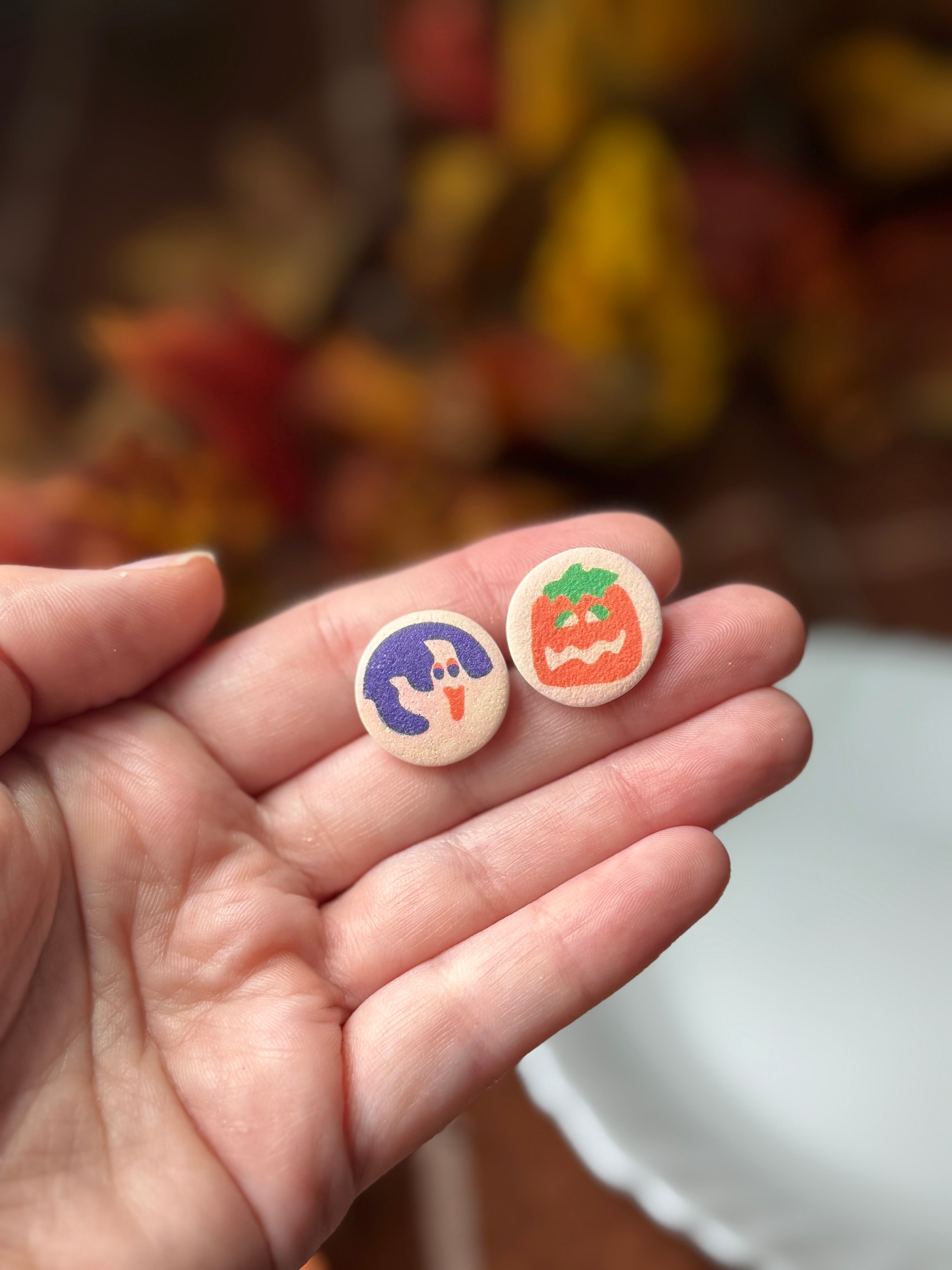 Halloween Cookie Studs handmade polymer clay earrings by Shop Something Earthy — view 1 of 1