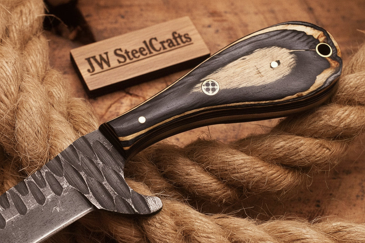 Ranchero Damascus Tanto Bull Cutter by JW SteelCrafts, alternate view 4