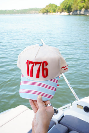 1776 Blue and Red Stripe Hat by KenzKustomz — product view 1
