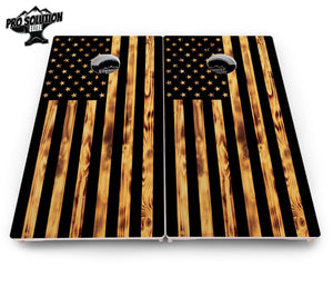 Burnt Rustic Flag Cornhole Boards - Pro Solution Elite Series