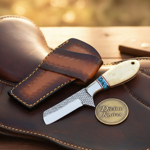 Turquoise & Bone Rasp Bull Cutter Knife with by Divine Knives