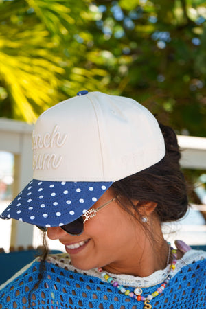Beach Bum - Navy Polka Dot Hat by KenzKustomz — product view 5
