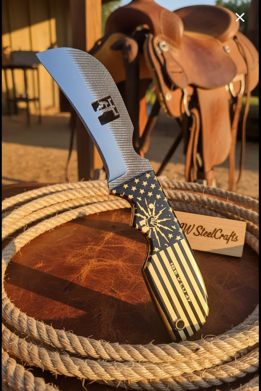 Patriot Grip Bull Cutter Knife 6" Handmade High Carbon Steel With Satin Polished
