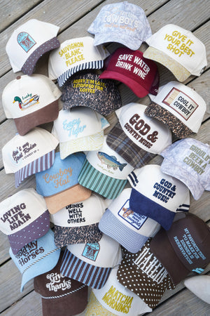 Save Water Drink Wine - Maroon Corduroy Trucker Hat by KenzKustomz — product view 2
