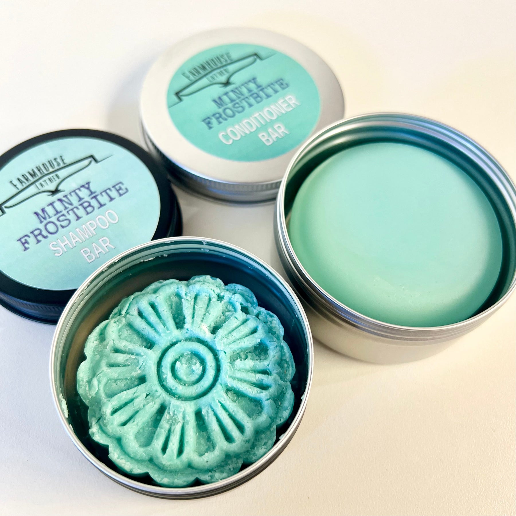 Minty Frostbite Conditioner Bar detail view by Farmhouse Lather