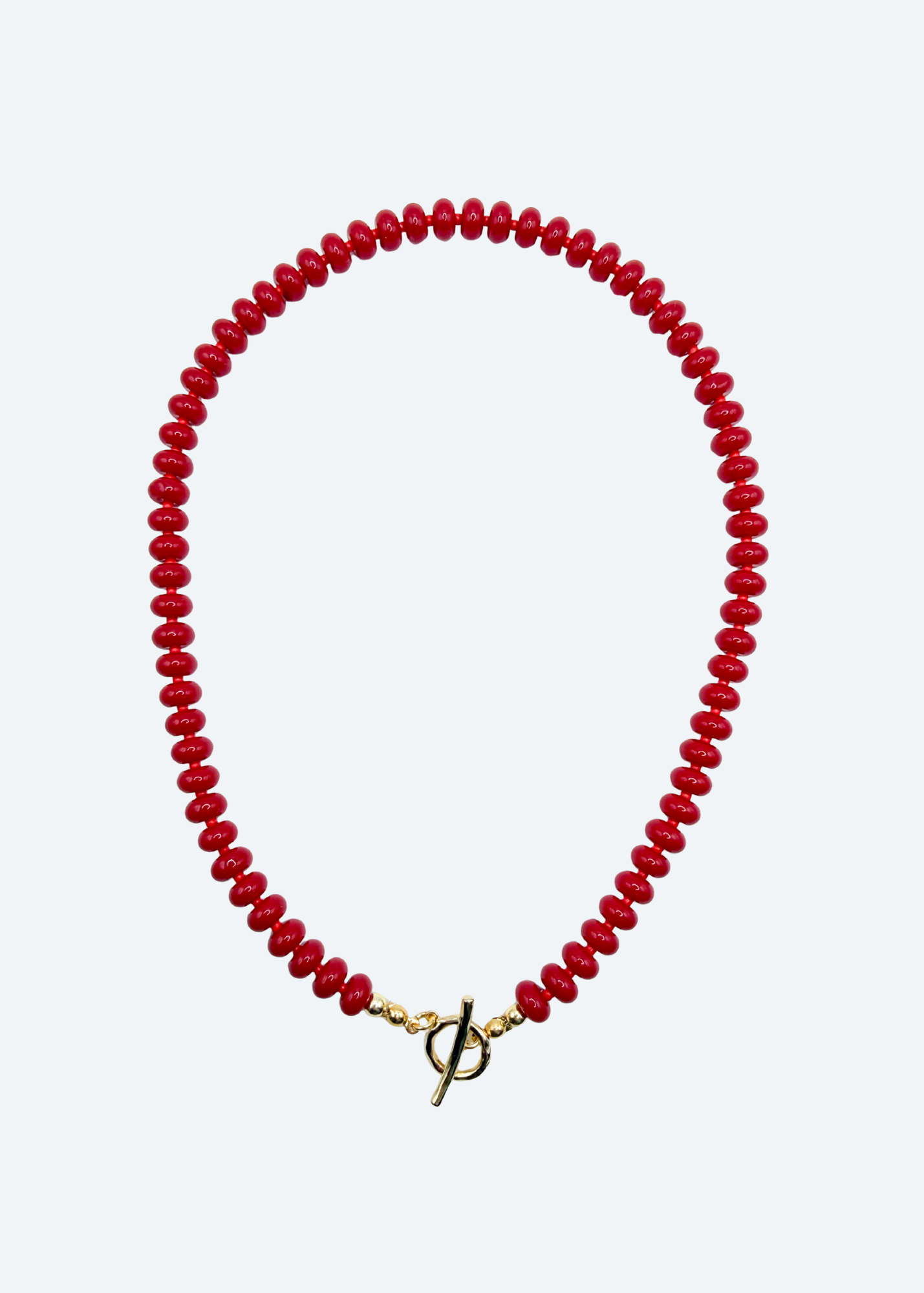 The Evangeline Red Rondelle Beaded Necklace by London Crafted