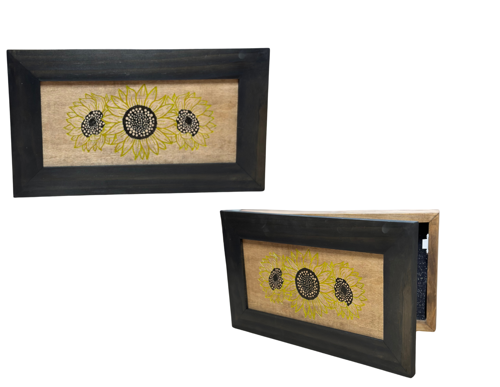 Sunflower Wall-Mounted Secure Gun Cabinet - Gun Safe To Securely Store Your Gun & Home Self Defense Gear by Bellewood Designs, Southern home decor main product photo