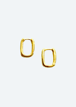 The Stella Mini Gold Rectangle Huggie Earrings by London Crafted