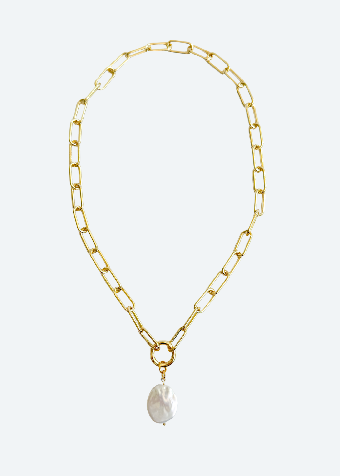 The Dylan Freshwater Pearl Paperclip Necklace by London Crafted