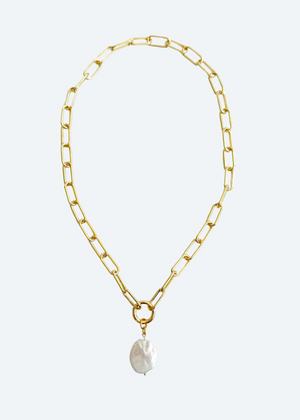The Dylan Freshwater Pearl Paperclip Necklace by London Crafted