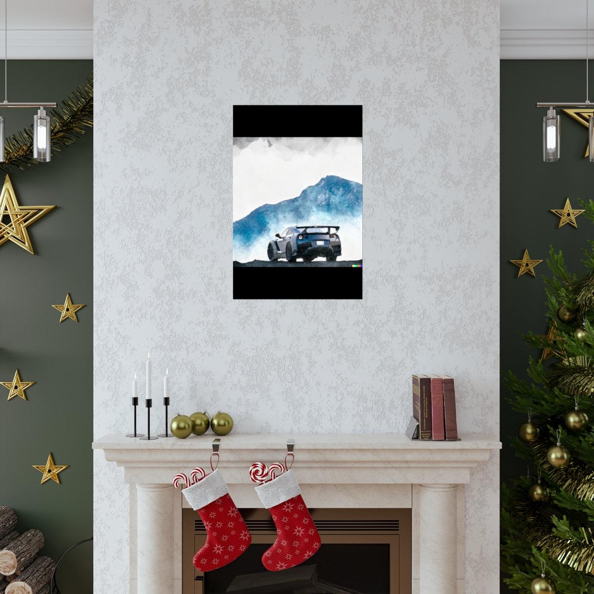 Nissan GTR water color Matte Vertical Posters