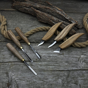 6-Piece Carving Knife, Chisel & Gouge Set detail view by Sharky Forged Steel Tools