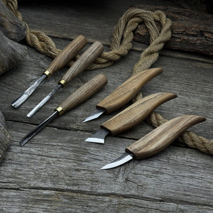 6-Piece Carving Knife, Chisel & Gouge Set by Sharky Forged Steel Tools