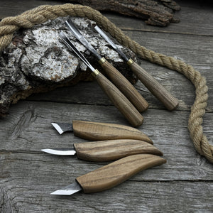 6-Piece Carving Knife, Chisel & Gouge Set detail view by Sharky Forged Steel Tools