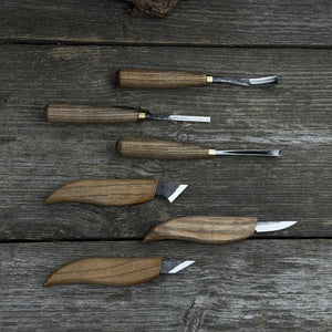 6-Piece Carving Knife, Chisel & Gouge Set detail view by Sharky Forged Steel Tools