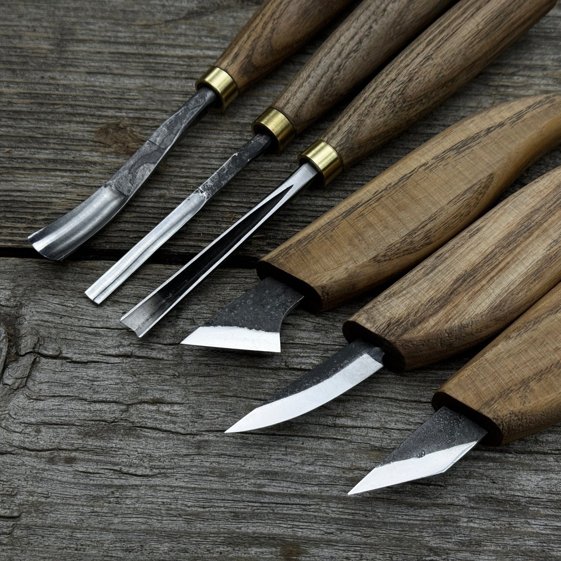 6-Piece Carving Knife, Chisel & Gouge Set detail view by Sharky Forged Steel Tools