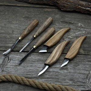 6-Piece Carving Knife, Chisel & Gouge Set detail view by Sharky Forged Steel Tools